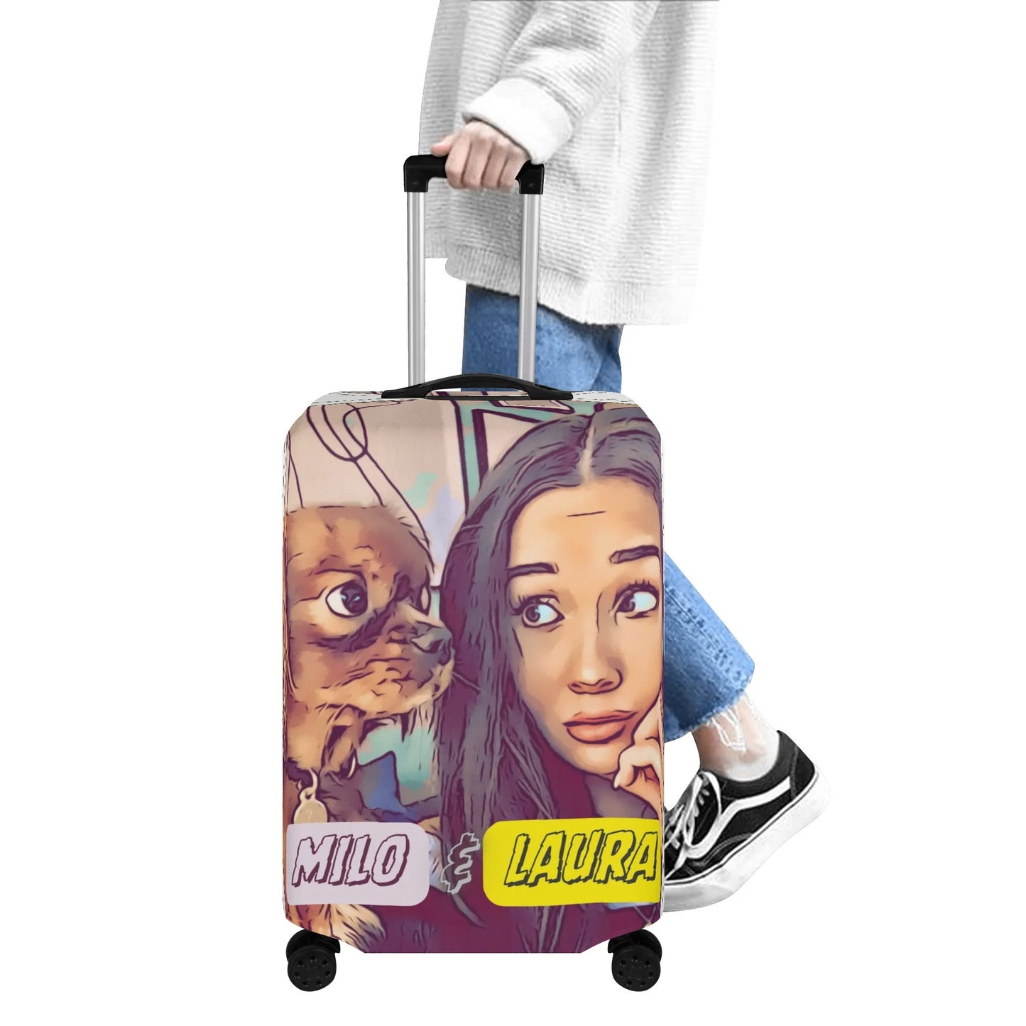 Personalized Photo Polyester Luggage Cover for your suitcase to easily see at the baggage claim