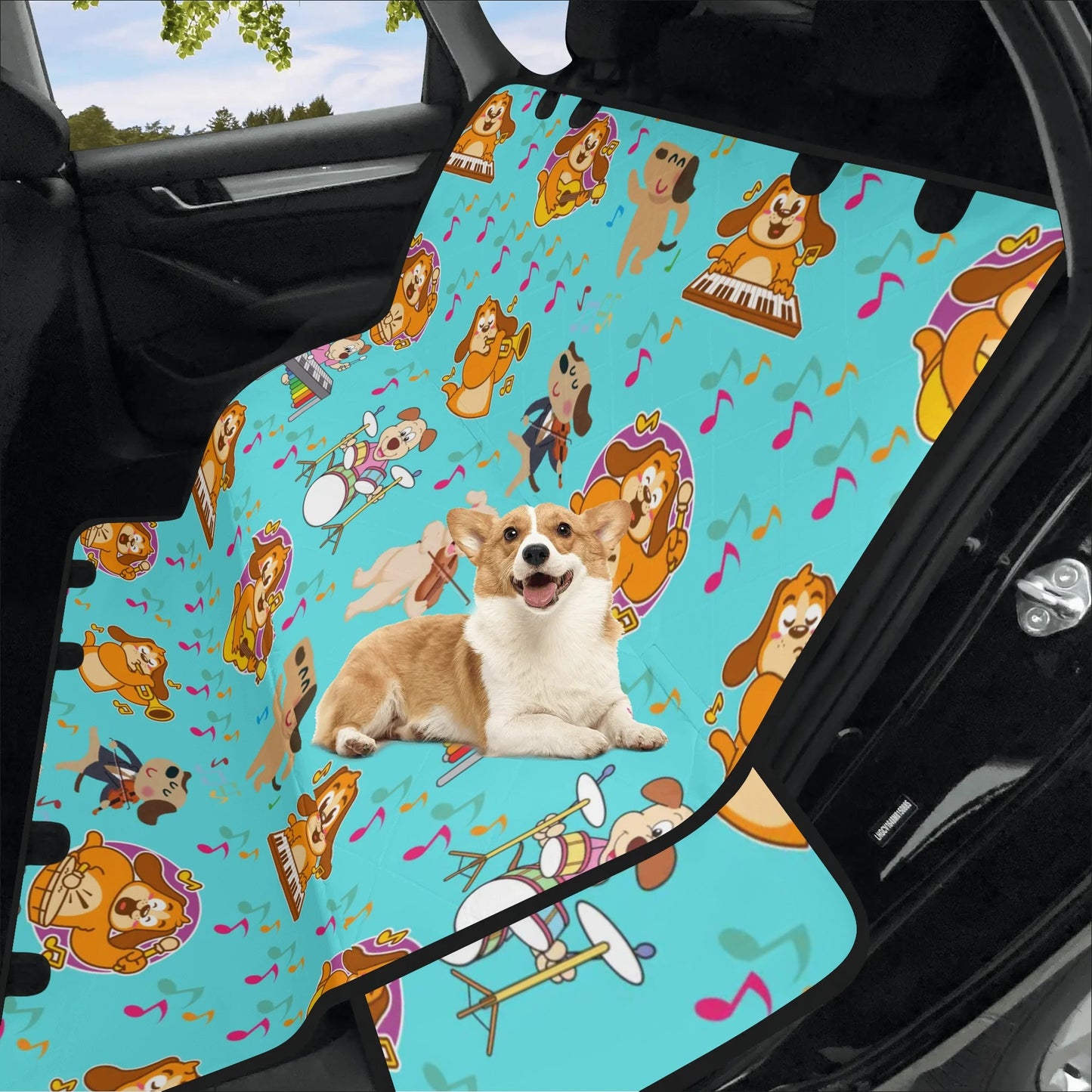 Dogs Playing Music Car Pet Seat Cover