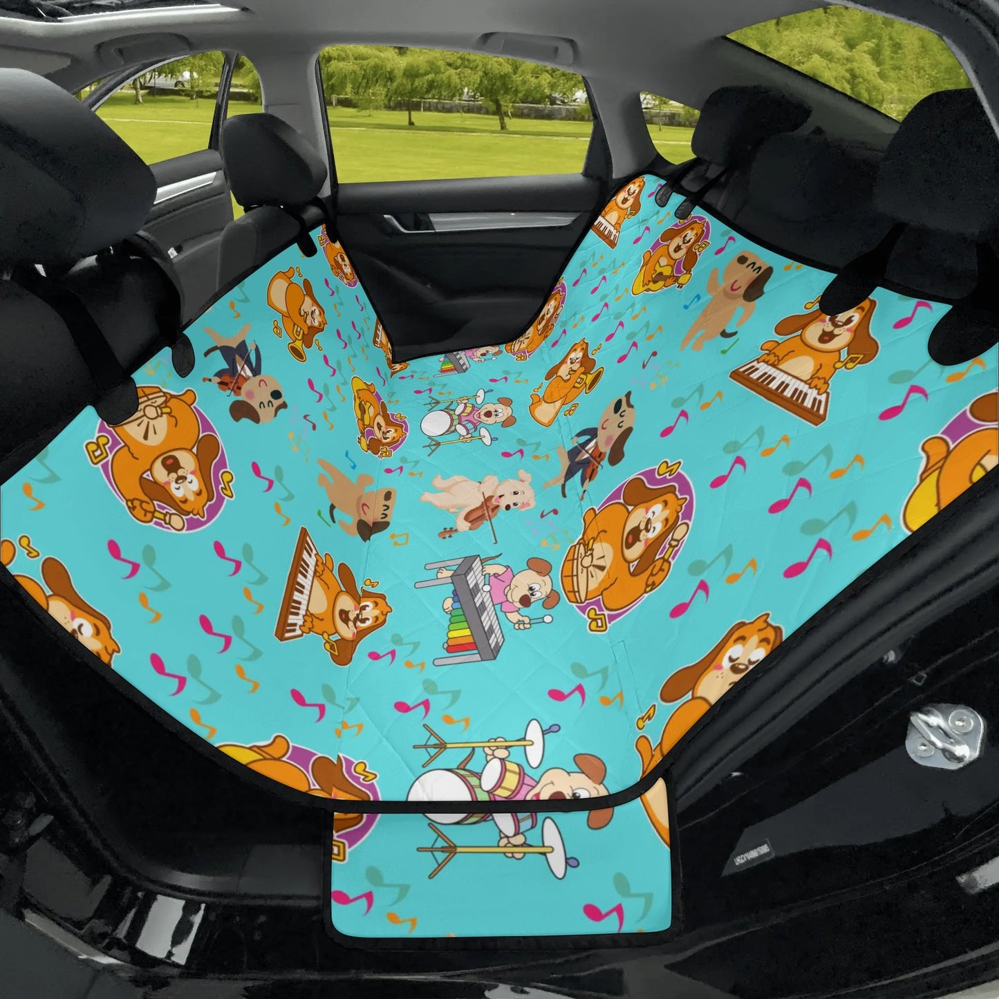 Dogs Playing Music Car Pet Seat Cover