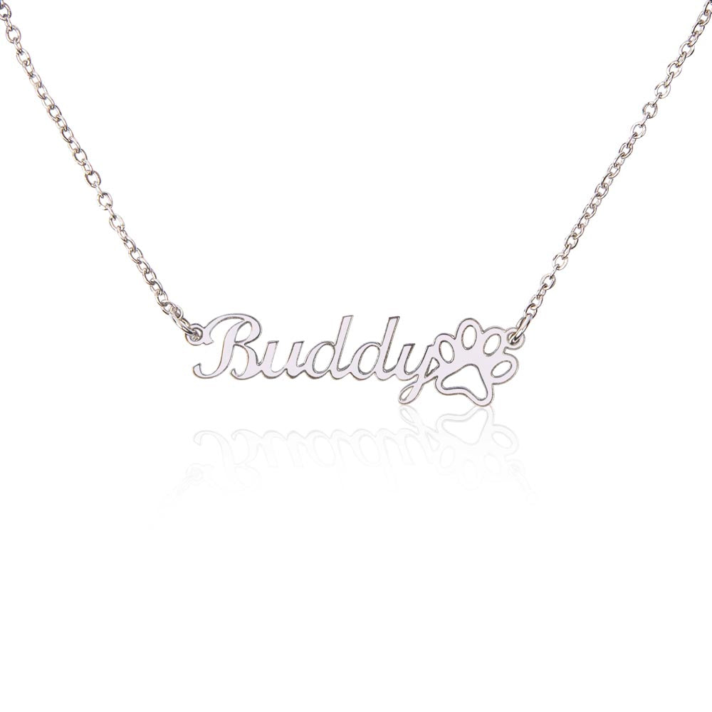 Custom name Dog or Cat name necklace to show off your favorite pet name available in silver or gold