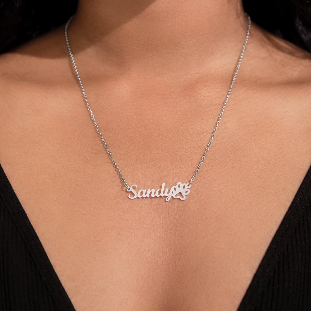Custom name Dog or Cat name necklace to show off your favorite pet name available in silver or gold