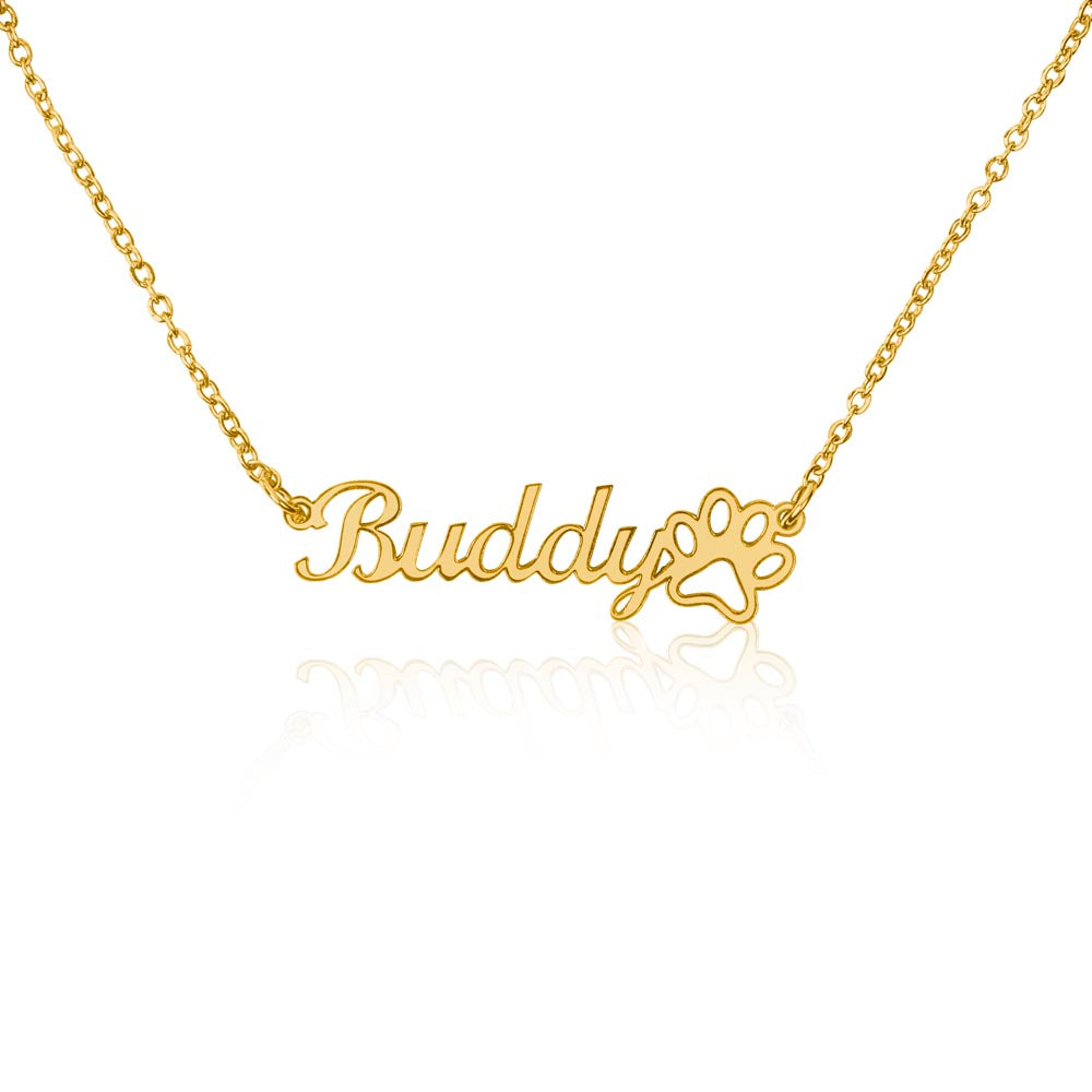 Custom name Dog or Cat name necklace to show off your favorite pet name available in silver or gold