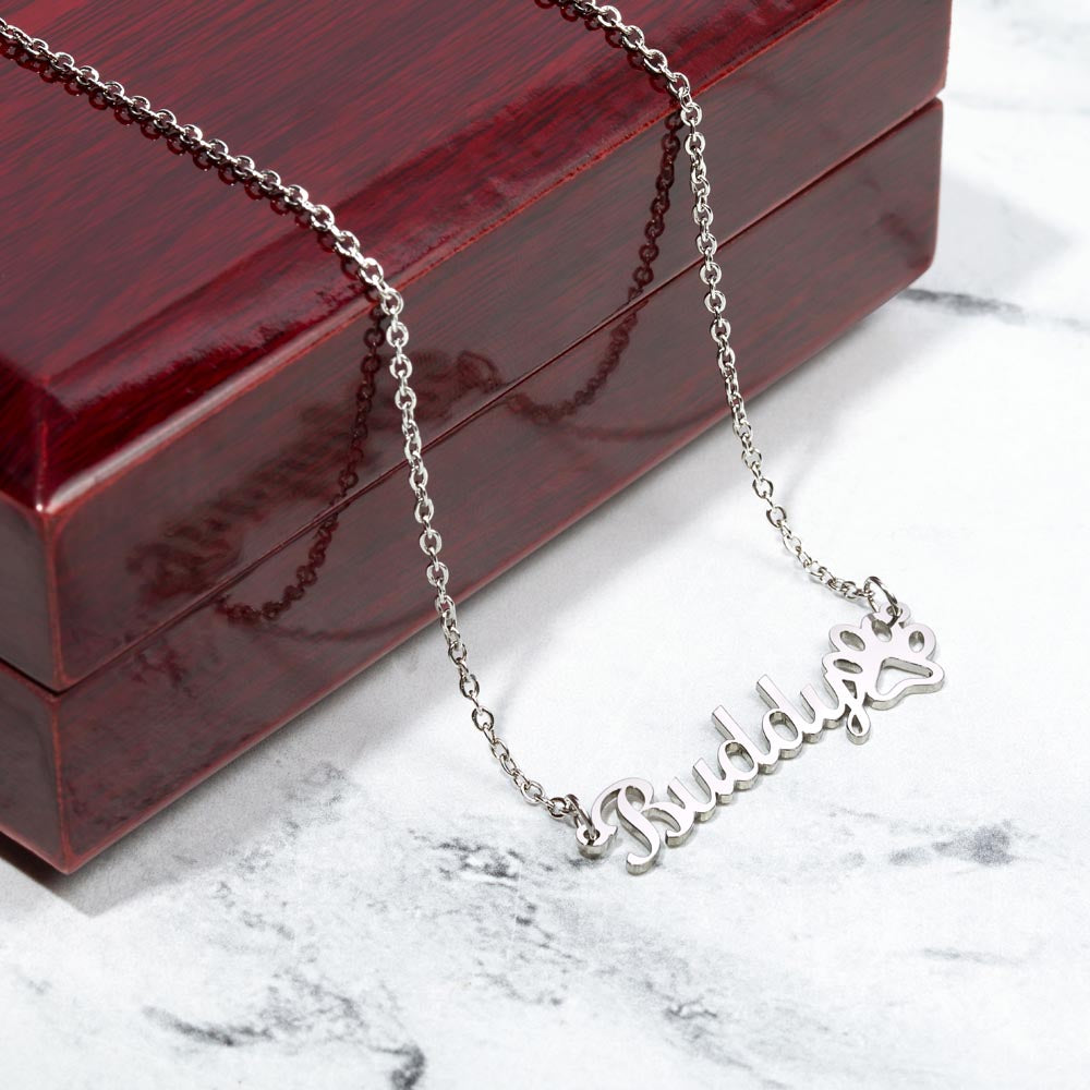Custom name Dog or Cat name necklace to show off your favorite pet name available in silver or gold