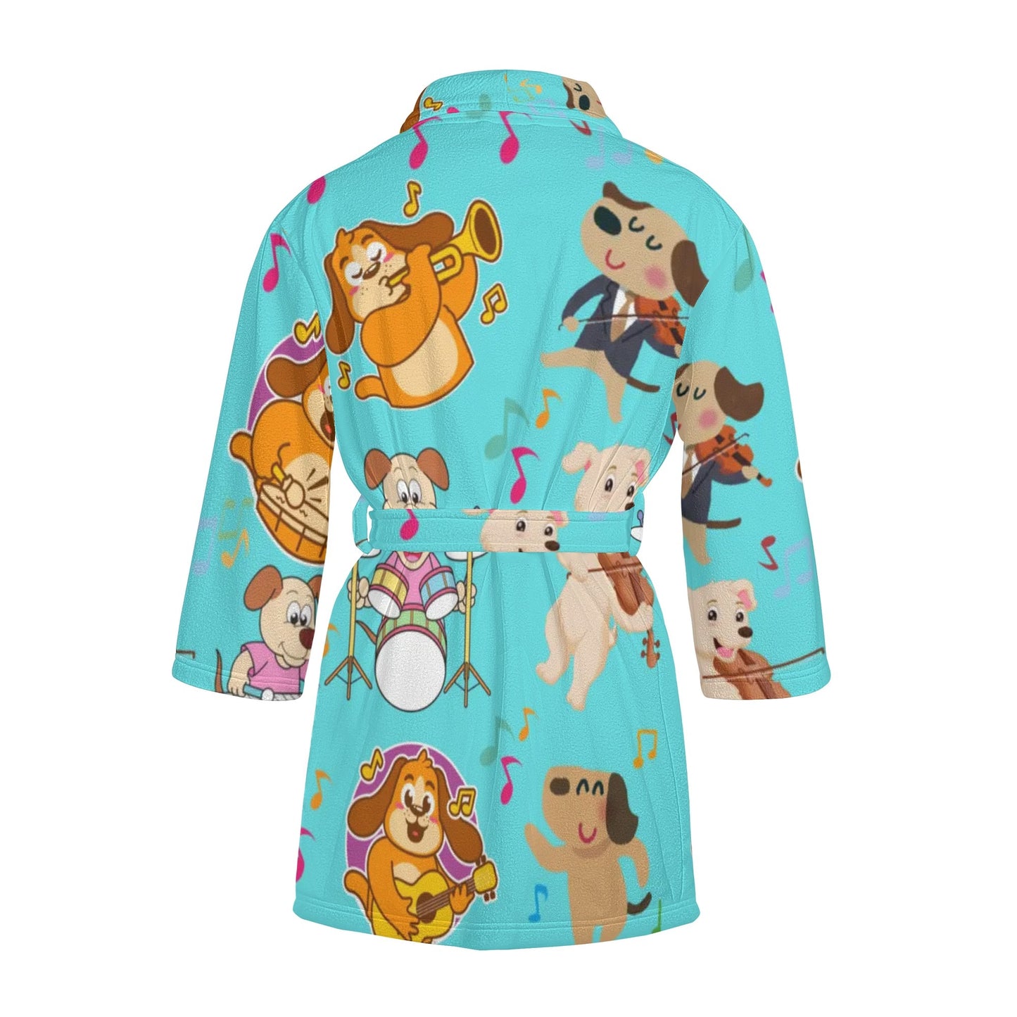 Dogs Playing Music Womens Short Bathrobe