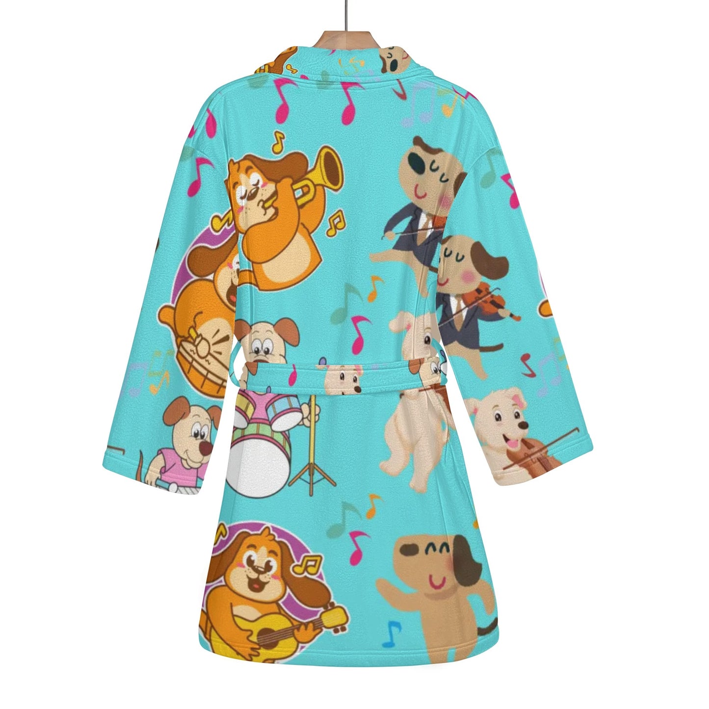 Dogs Playing Music Womens Short Bathrobe