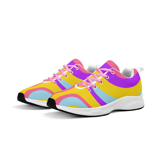 Colorful Wavy Pattern Womens Adult Lightweight Brand Walking Shoes Running Shoes WIth Personalized Logo /Name .