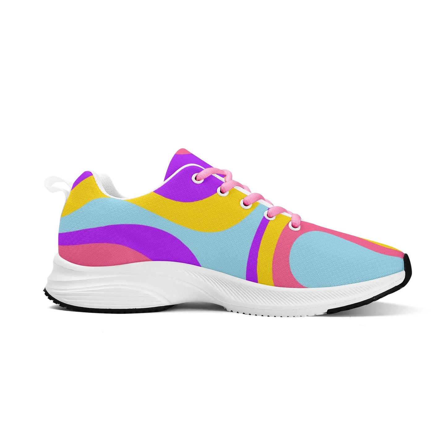 Colorful Wavy Pattern Womens Adult Lightweight Brand Walking Shoes Running Shoes WIth Personalized Logo /Name .