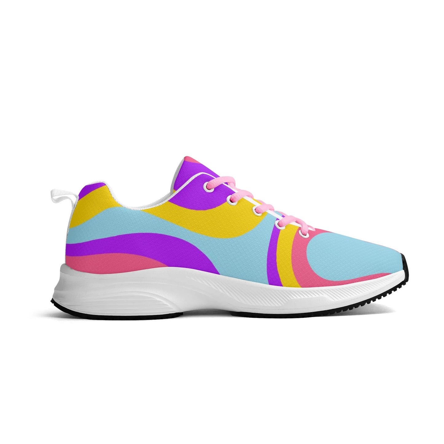 Colorful Wavy Pattern Womens Adult Lightweight Brand Walking Shoes Running Shoes WIth Personalized Logo /Name .