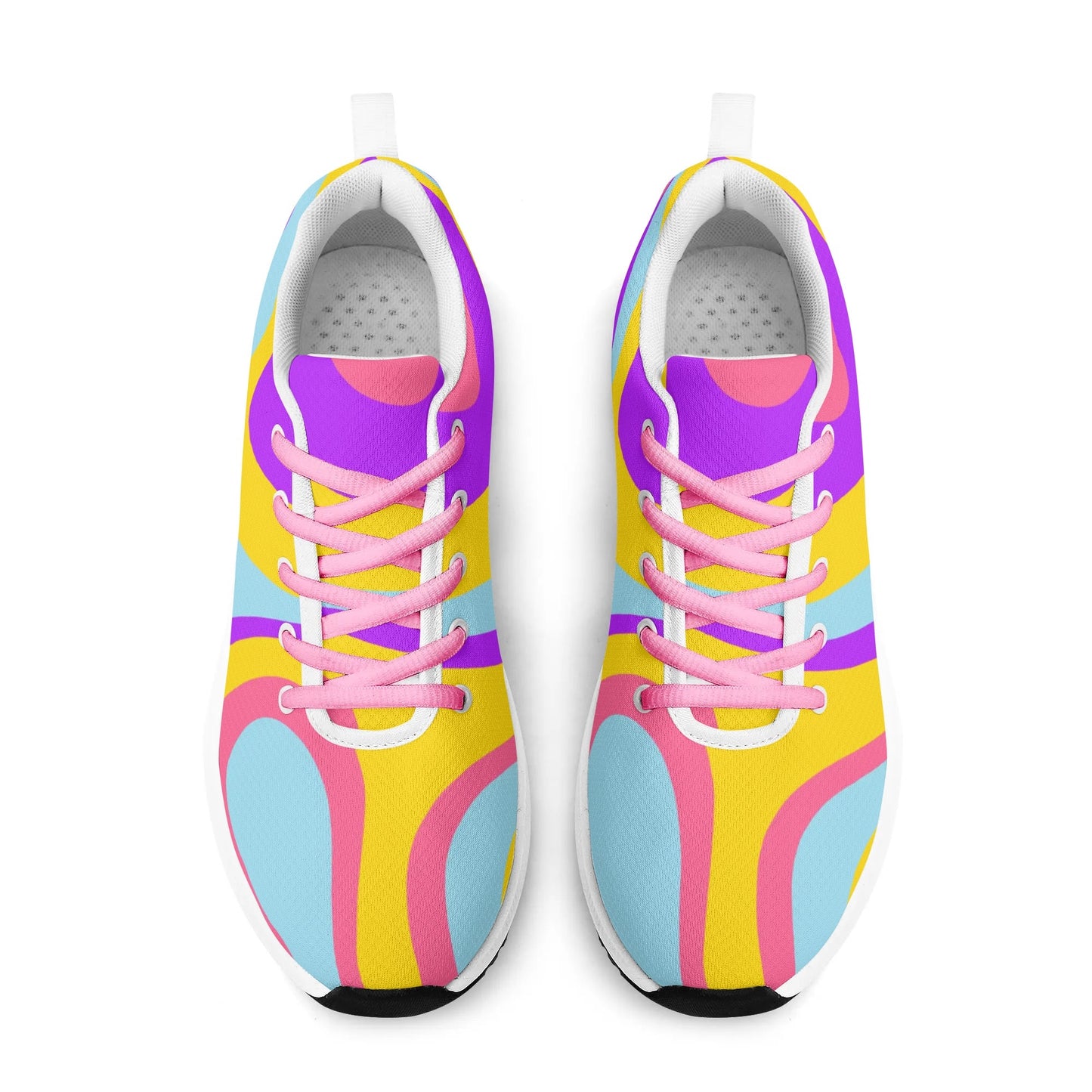 Colorful Wavy Pattern Womens Adult Lightweight Brand Walking Shoes Running Shoes WIth Personalized Logo /Name .