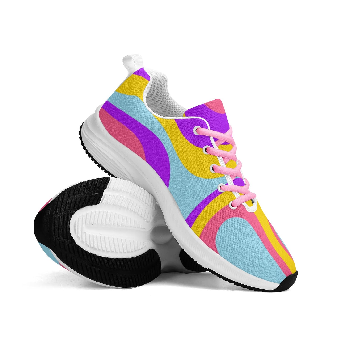 Colorful Wavy Pattern Womens Adult Lightweight Brand Walking Shoes Running Shoes WIth Personalized Logo /Name .