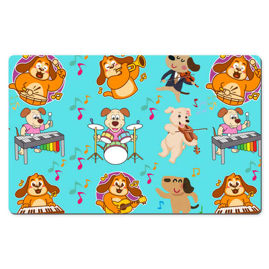 Dogs Playing Music Desk Mats