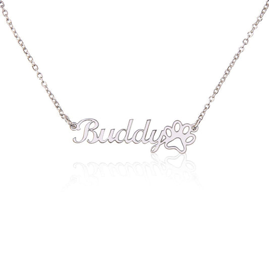 Custom name  Dog or Cat name necklace to show off your favorite pet name available in silver or gold