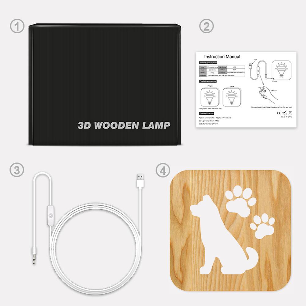 Dog paw prints [USB Powered] Carving Foot Shape Night Light Hollow Out Led Lamp