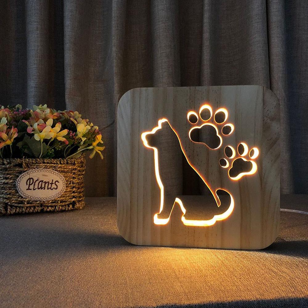 Dog paw prints [USB Powered] Carving Foot Shape Night Light Hollow Out Led Lamp